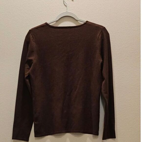 Tahari Brown V-Neck Sweater Size Small - Picture 6 of 6